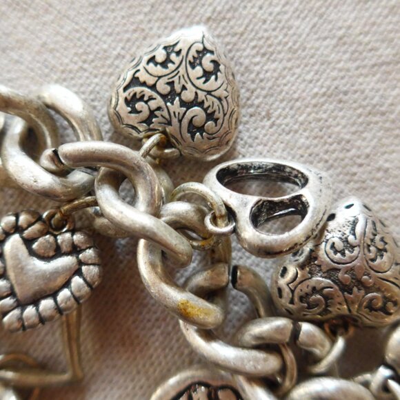 Puffy Heart Charms Silver Tone Necklace - Picture 4 of 11